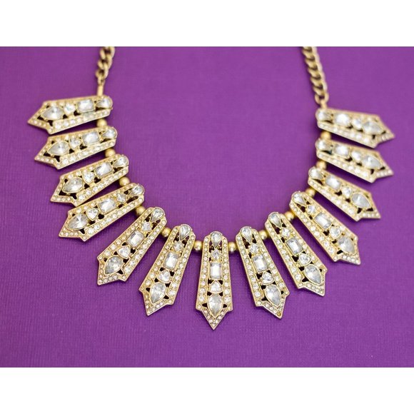 18 inch, Vintage Avant Garde Pointed Charms Elegant Bib Necklace by J Crew - Q33 - Picture 1 of 3